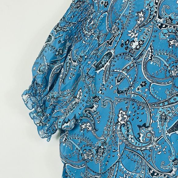 Lane Bryant‎ Teal Paisley Chiffon Ruffle Shirt Tank 2 Pc Set Womens 22 24W - Picture 6 of 9